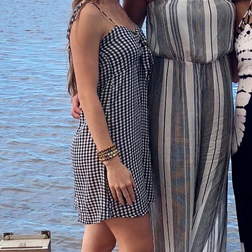 billabong gingham black and white mini dress